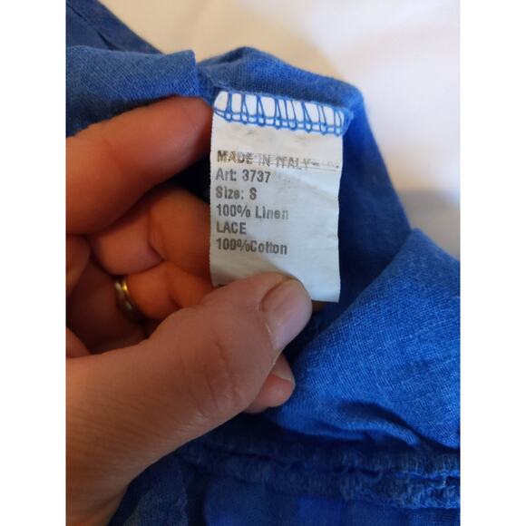 Elena Baldi 100% Linen Blue Swim Cover Up Beach Dress Size S Made in Italy - Picture 4 of 9